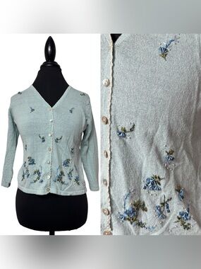 Vtg K Studio Embroidered Cardigan